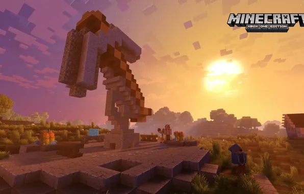 Game, Minecraft, route, arrow, checkered, indication, XBox One Edition