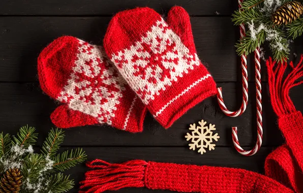 Decoration, New Year, Christmas, christmas, wood, mittens, merry, decoration
