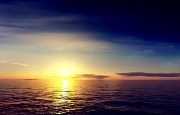 Picture sea, the sun, morning