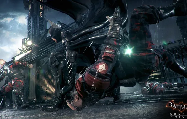 Weapons, Batman, Costume, blow, the bandits, Gotham, Batman:Arkham Knight