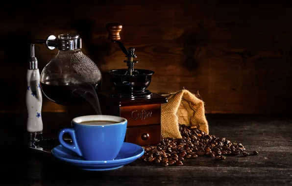 Coffee, Cup, coffee grinder