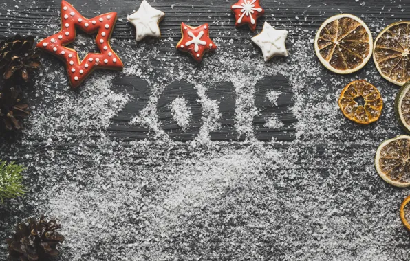 Holiday, star, new year, spruce, cookies, citrus, treats