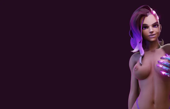 Nude, render, Overwatch, Overwatch, Sombra, Sombra