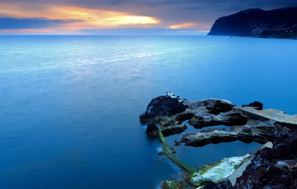 Picture sea, sunset, rocks, Portugal