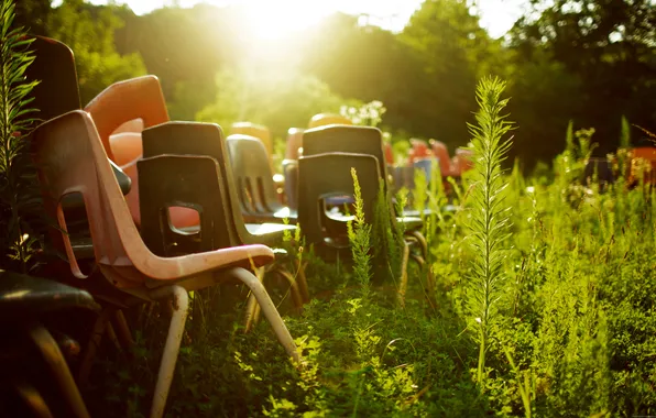 Dawn, photo, morning, Chair