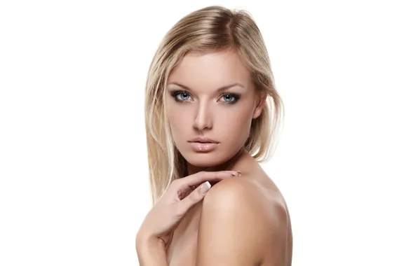 Look, girl, blonde, white background