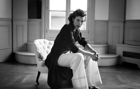 Black and white, Milla Jovovich, Milla Jovovich