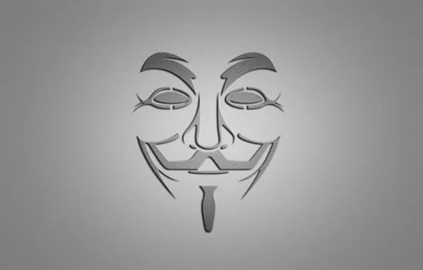 Picture smile, minimalism, mask, grey background, V for Vendetta, V for vendetta