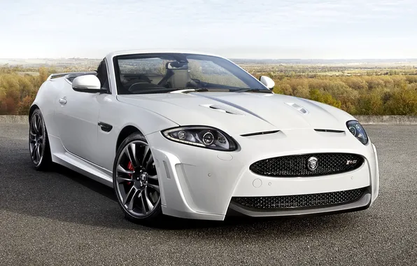 Picture white, the sky, horizon, Jaguar, supercar, convertible, convertible, jaguar