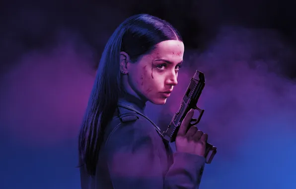 Girl, gun, background, brunette, action, poster, Ballerina, Ballerina