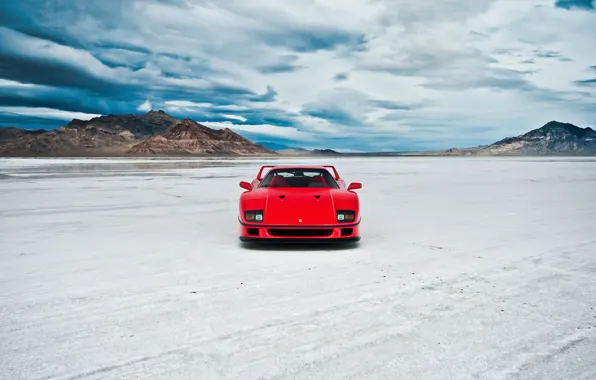 Ferrari, Red, F40, Front view