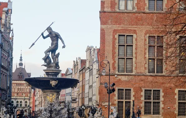Poland, statua, monument, gdansk, neptune