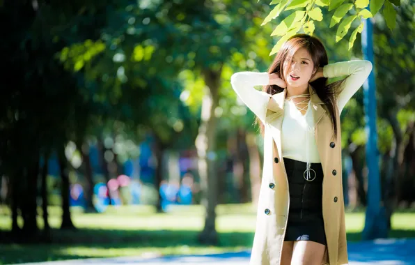 Picture girl, Park, Asian, bokeh