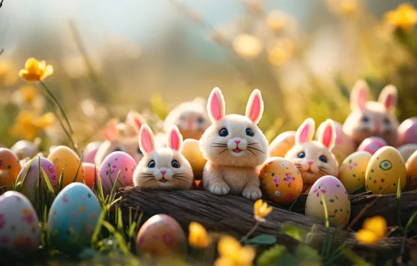 Look, holiday, hare, eggs, spring, rabbit, Easter, rabbits