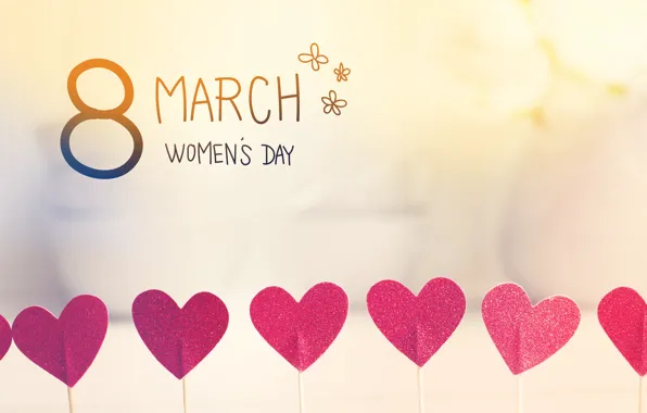 Hearts, happy, March 8, heart, romantic, gift, Women's Day