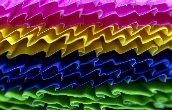 Paper, bright colors, folds