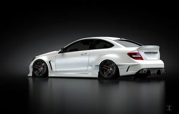 Mercedes-Benz, Auto, White, Machine, Mercedes, Car, C63, Widebody