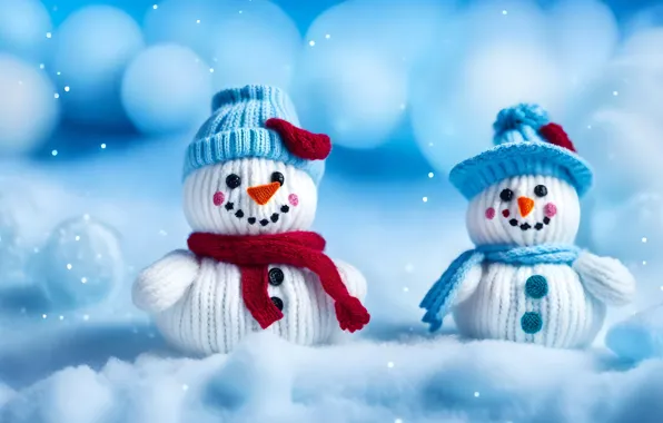 Winter, snow, smile, toys, Christmas, New year, snowmen, snowman