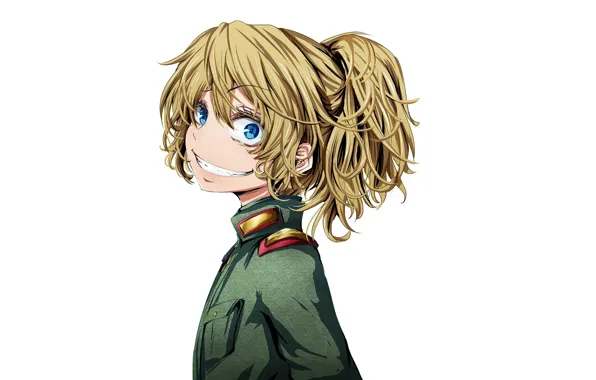 Girl, gun, soldier, military, weapon, war, smile, anime