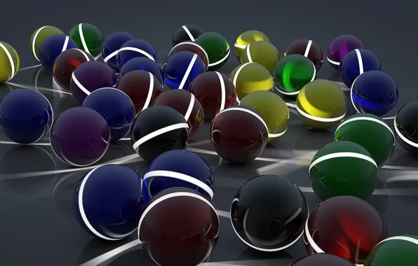 Surface, line, reflection, strip, balls, art, different, sphere