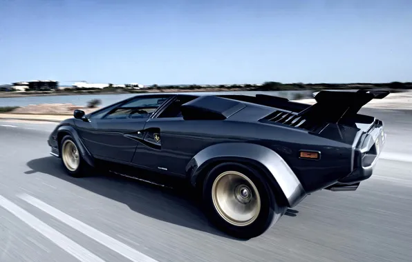 Picture road, machine, speed, Lamborghini, Countach, Lamborghini, 5000, 1985