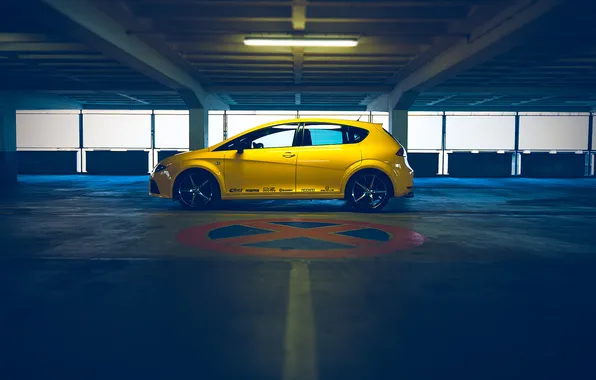 Picture yellow, Wallpaper, Parking, Seat Leon