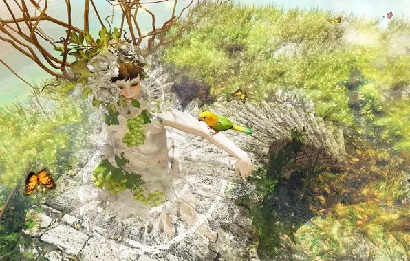 Girl, nature, background