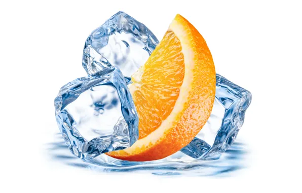 Ice, orange, citrus