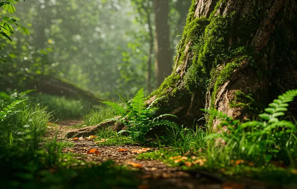 Picture forest, tree, Wallpaper, moss, wallpaper, forest, fern, tree
