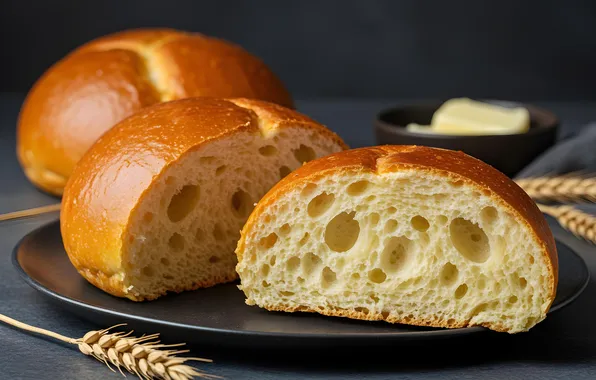 Bread, butter, baked, freshly, brioche