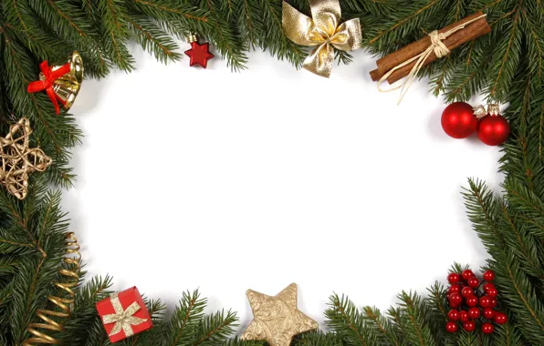 Wallpaper decoration, branches, tree, cinnamon, bow, bells, Christmas ...