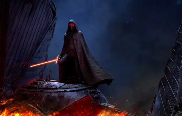 Star wars, art, lightsaber, The Force Awakens, Kylo Ren, Adam Driver, ren, Well Only