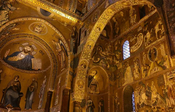Picture Italy, chapel, Sicily, Palermo, Palace of the Normans, Cappella Palatina, the Cappella Palatina