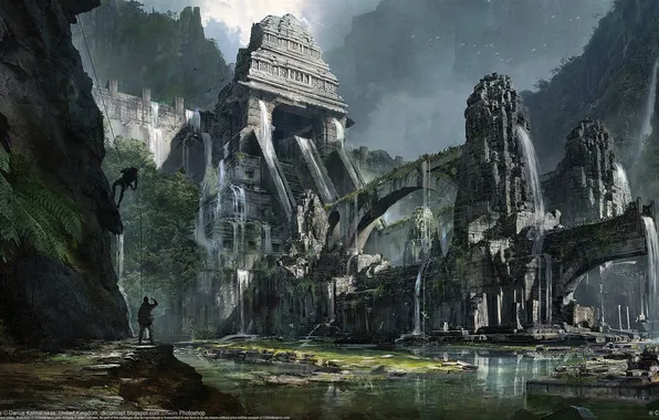 Rock, ruins, digital art