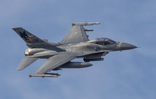 The sky, the plane, F-16C, combat aircraft