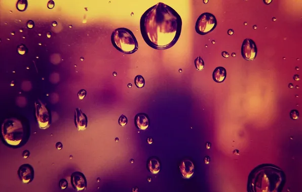 Glass, color, drops, photo, rain, Wallpaper, bright, window
