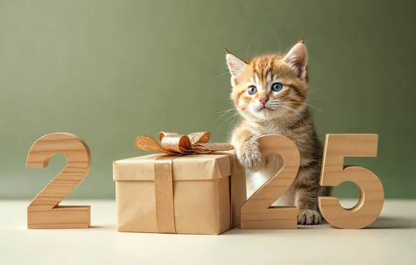 Cat, cat, kitty, box, gift, red, figures, New year
