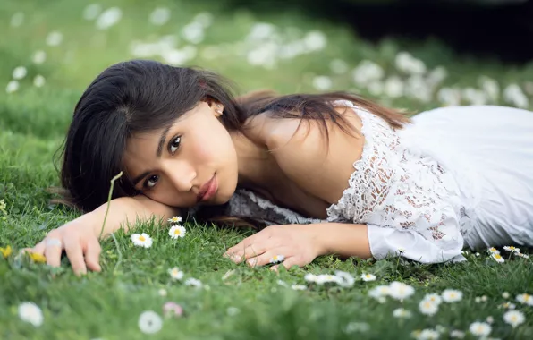 Picture grass, look, face, model, Rosalia