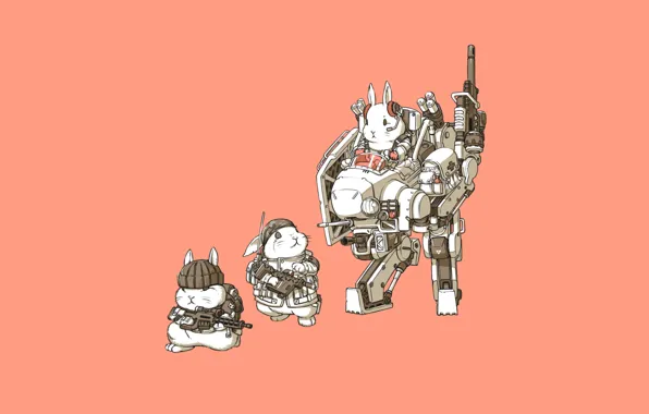 Picture Art, Guns, Weapon, Minimalism, Characters, Bunny, Rabbits, Transport & Vehicles