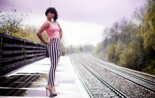 Road, girl, background