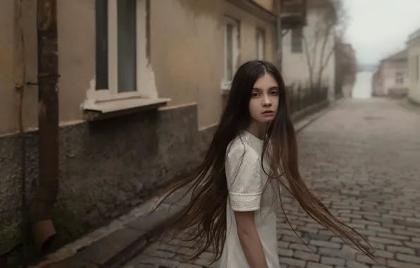 Sadness, look, girl, face, sweetheart, street, model, portrait