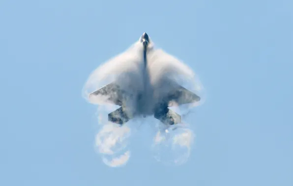 Fighter, Raptor, F-22, Raptor, vapor trail, the effect of Prandtl