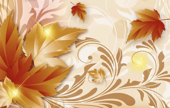 Picture autumn, leaves, background, art, Golden autumn
