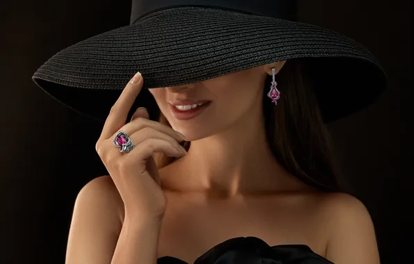 Dress, hat, glamour, ring, pose, during