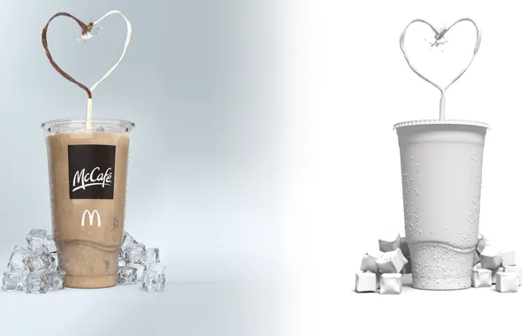 Ice, heart, Mac, coffee