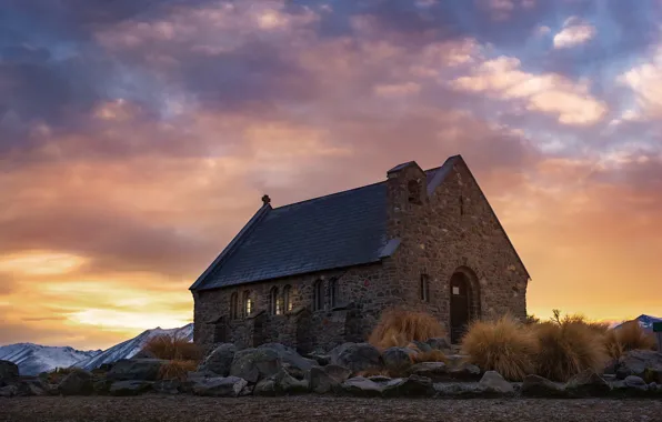 Picture the evening, New Zealand, Church, Tekapo church