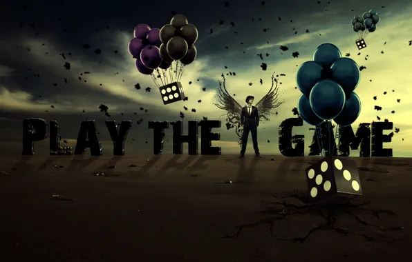 The sky, balloons, dice