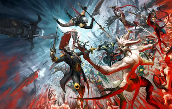 Picture chaos, eldar, demons, Warhammer 40 000, harlequins, Slaanesh, Keeper of Secrets