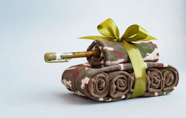 Background, gift, handle, tank, socks, bow, February 23, the idea