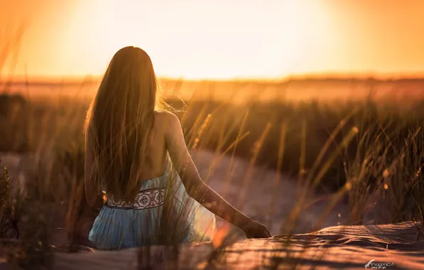 Girl, the sun, hair, back, Antonio Conde